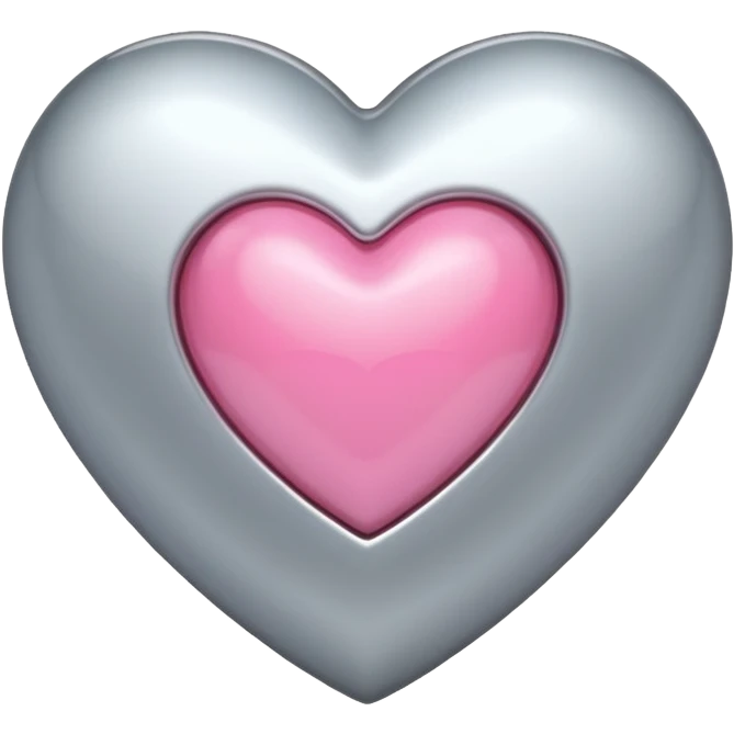 platinum heart with one mini pink heart inside of it  emoji