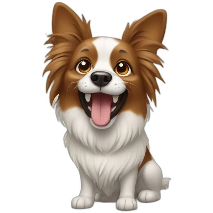 Papilion dog and laught emoji