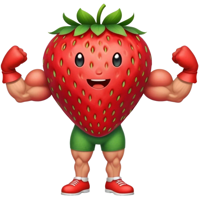 strawberry with muscular arms no face emoji