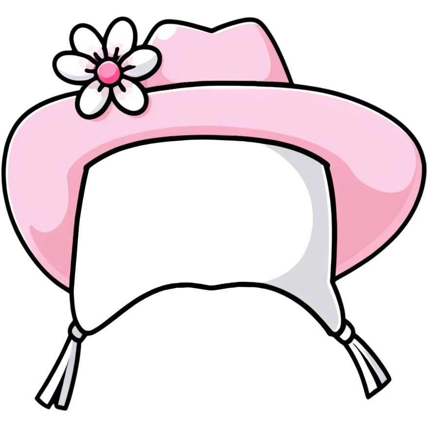 White cowgirl hat with pink cherry blossoms emoji
