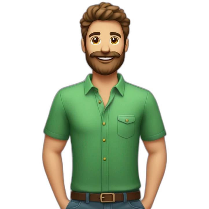 homem de barba e camisa verde e vermelha emoji