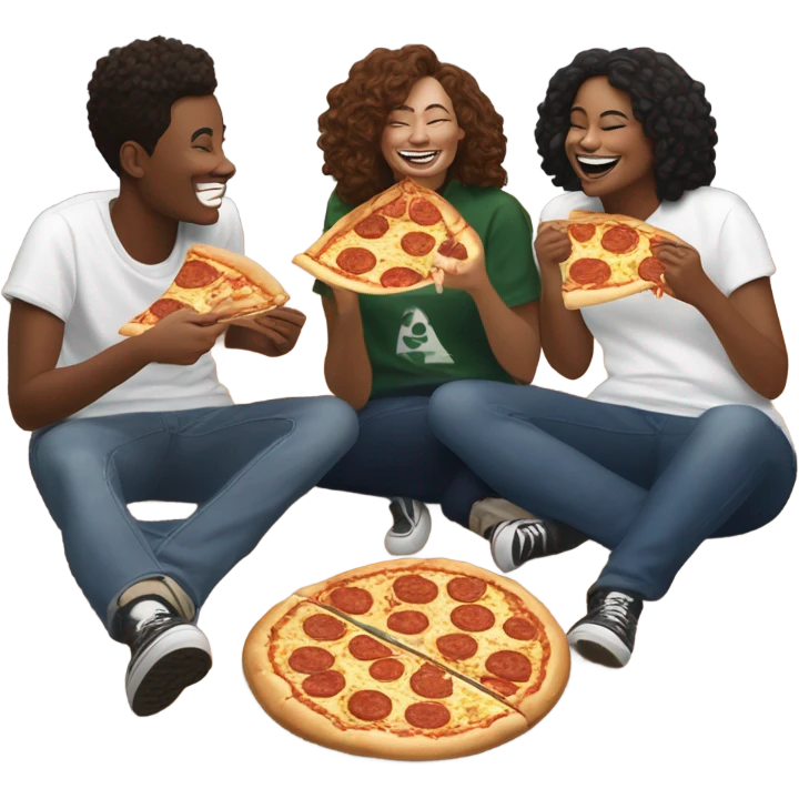 Three white skin Columbia college students eating pizza downtown and enjoying beer  emoji