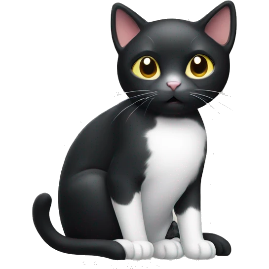 Black cat with white dot on chest emoji