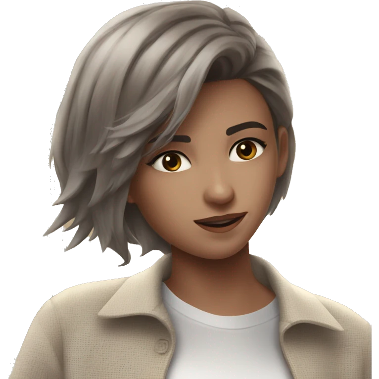 brown hair bob cut portrait emoji