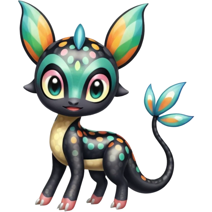 Colorful Exotic Striped Spotted Dotted dusted Glossy Shiny Meloetta-Vernid-Trico-Toothless-Kirby-Fakémon-creature-hybrid emoji