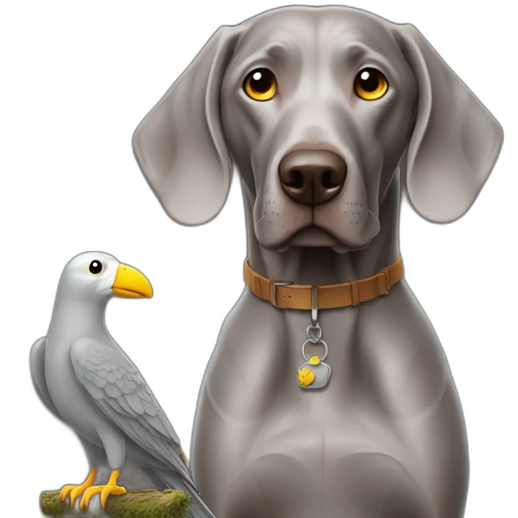 weimaraner with bird hunt emoji