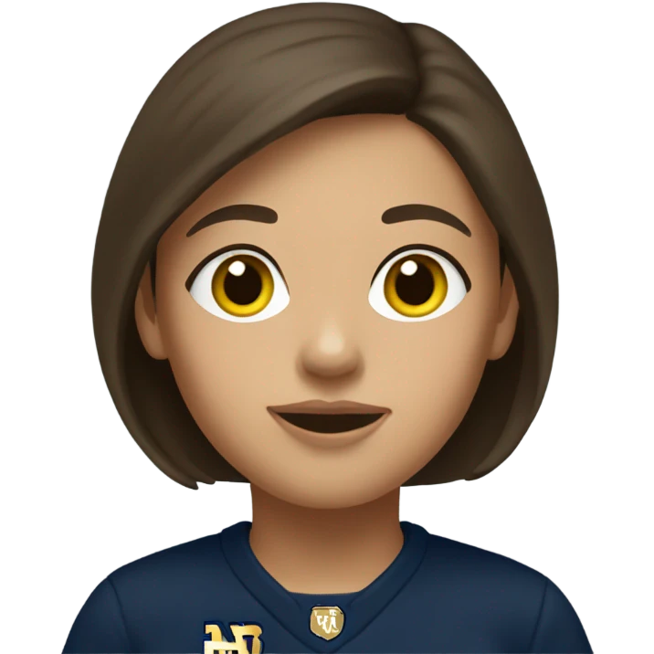 Brunette haired girl wearing Notre Dame sweatshirt  emoji