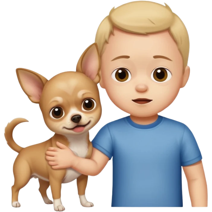 A child with Down syndrome beating a Chihuahua emoji