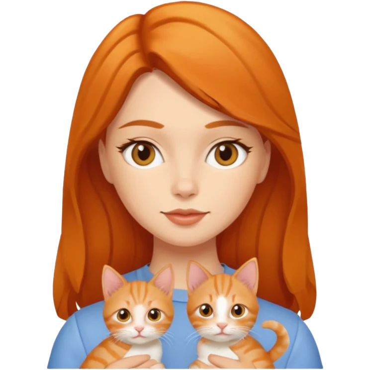Brunette woman with two orange tabby kittens emoji