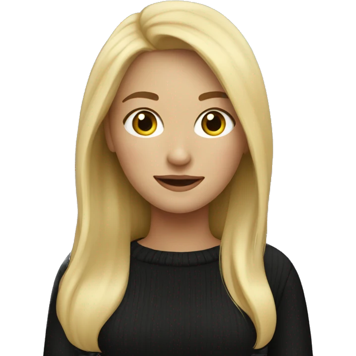 blonde girl in black sweater emoji