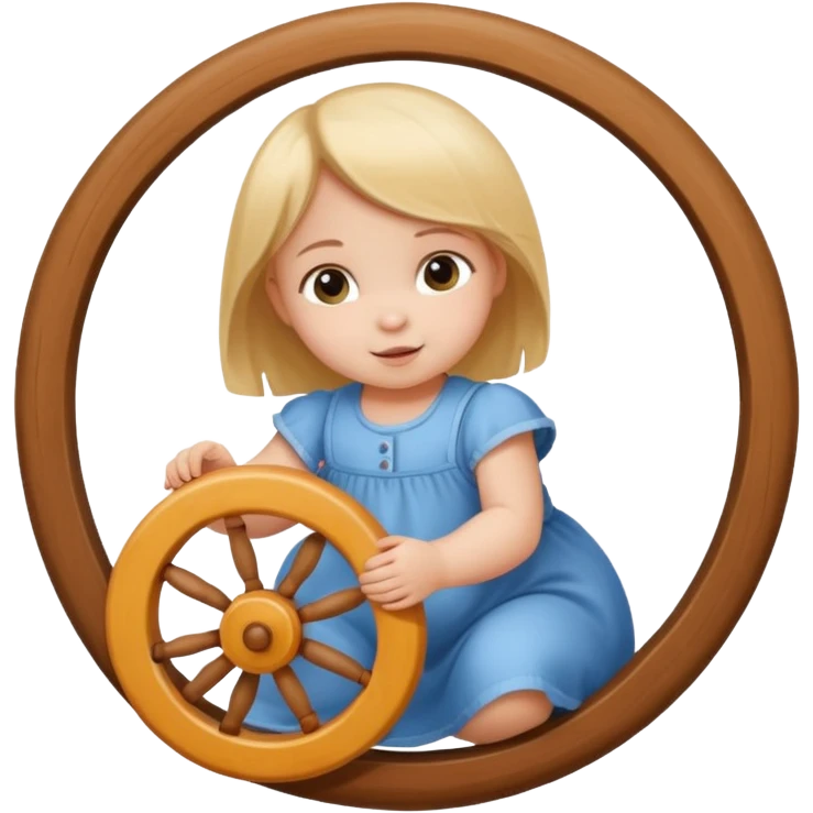 girl baby playing with wheel emoji