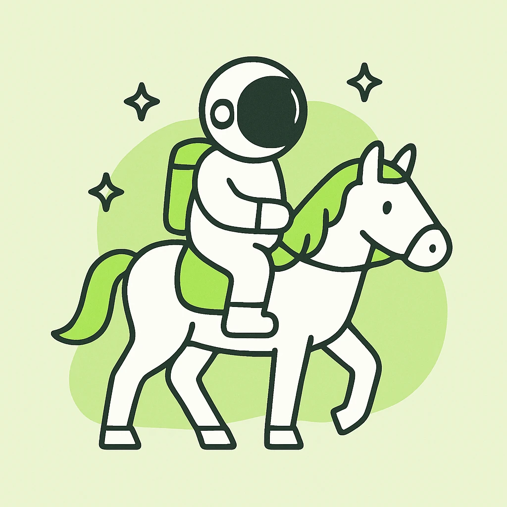 astronaut on horseback with stars in background emoji