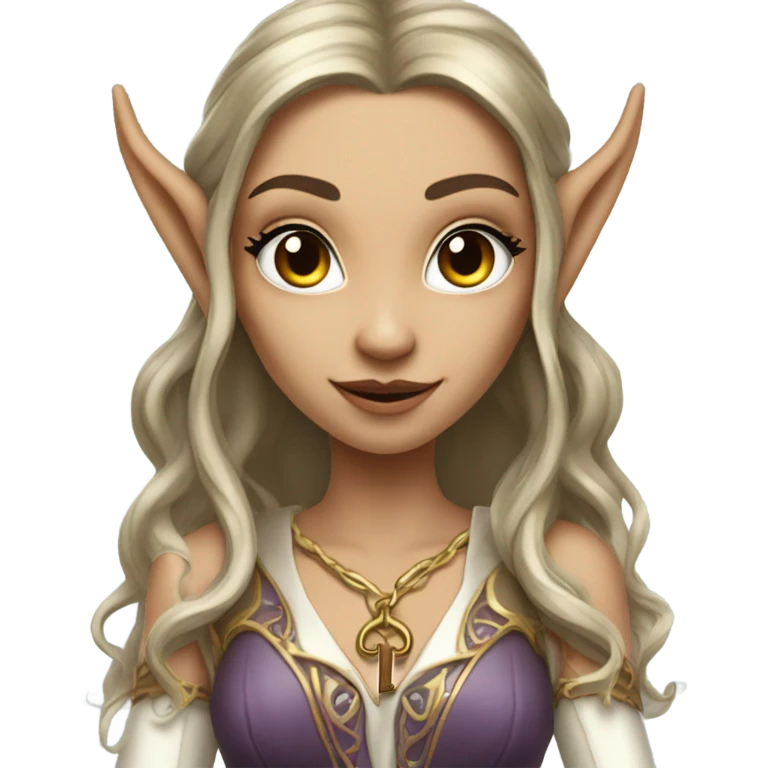 an elf woman login holding a big key emoji
