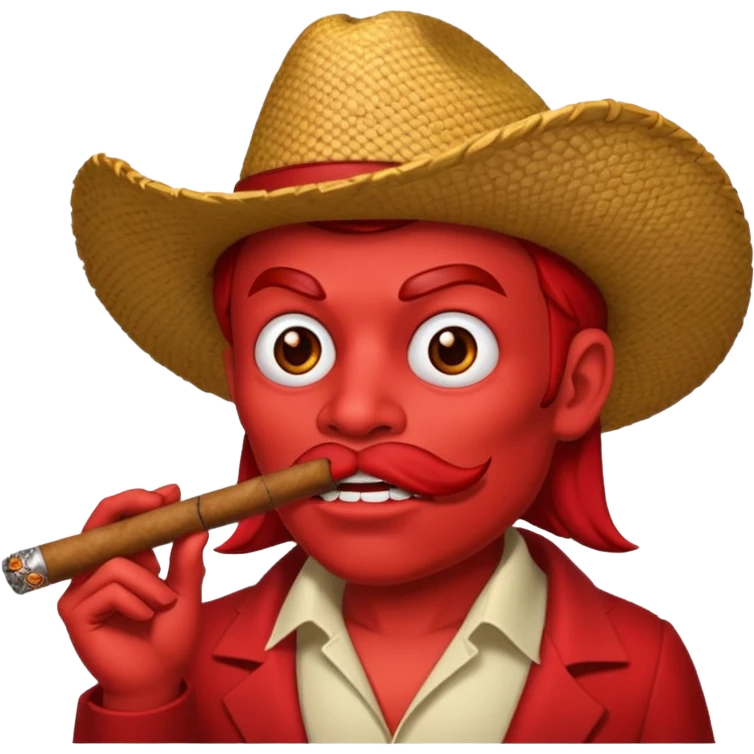 Diablito de cara roja con un cigarro pero el cigarro en la boca y menos humanoide emoji