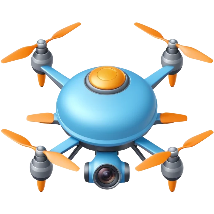 flying camera device object icon, small UFO shaped drone with camera lens, cute futuristic design, 3D cartoon, mobile game icon style, centered, clean background, no text, no watermark
 emoji