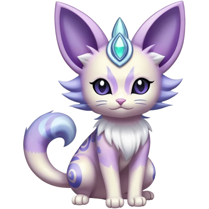 Shiny Exotic Cute Adorable Majestic Meowth-Espeon-Purrloin-Mew-Meowstic-Hybrid-Creature with pattern-markings emoji