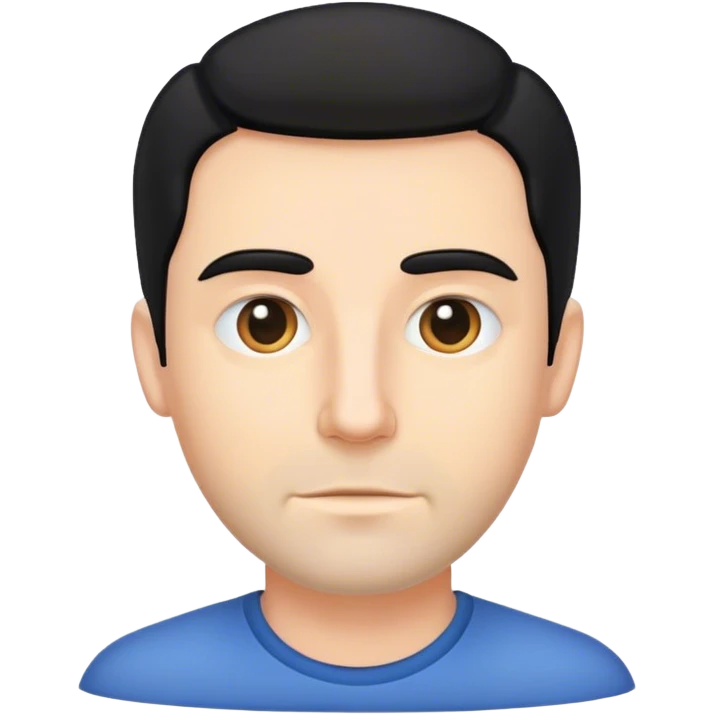 White guy with no beard with black hair emoji