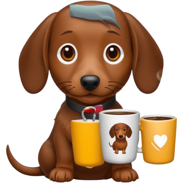 brown wirehaired dachshund coffee  emoji