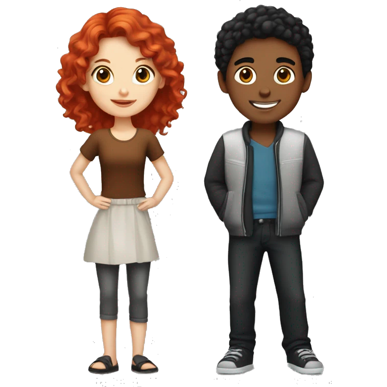 "Emoji of a fair-skinned girl with vibrant red hair and a fair-skinned boy with jet-black hair." emoji