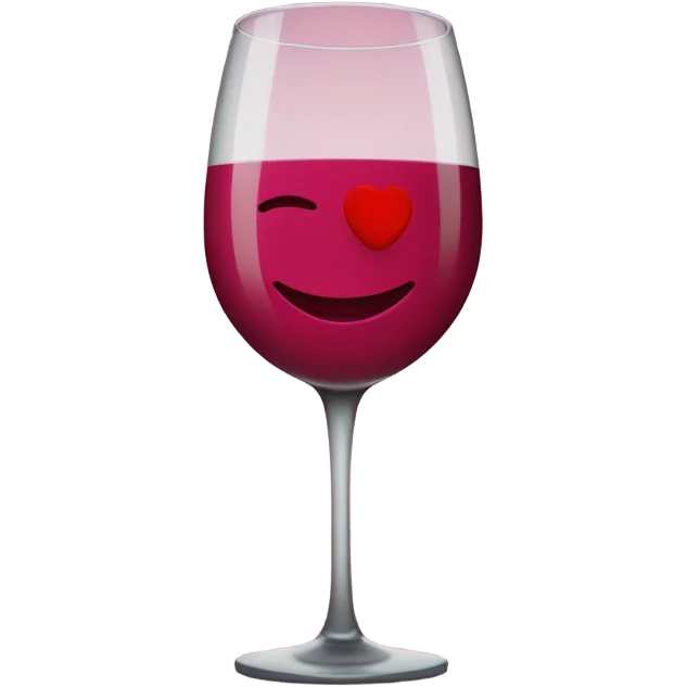 Un vino con una rosa a lado de color rojo y un beso en el baso emoji