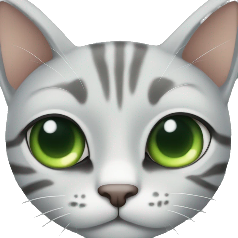 Gato gris atigrado ojos verdes emoji