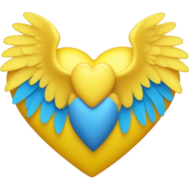 yellow heart with blue wings emoji