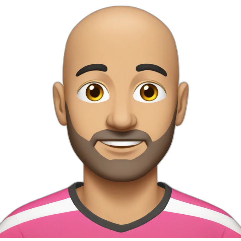 Bald Lebanese agile coach with pink tshirt emoji