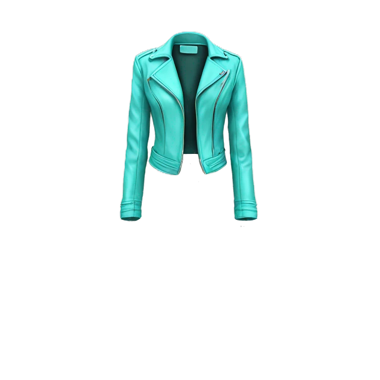 Realistic isolated open tiffany blue feminine fashion leather jacket. emoji