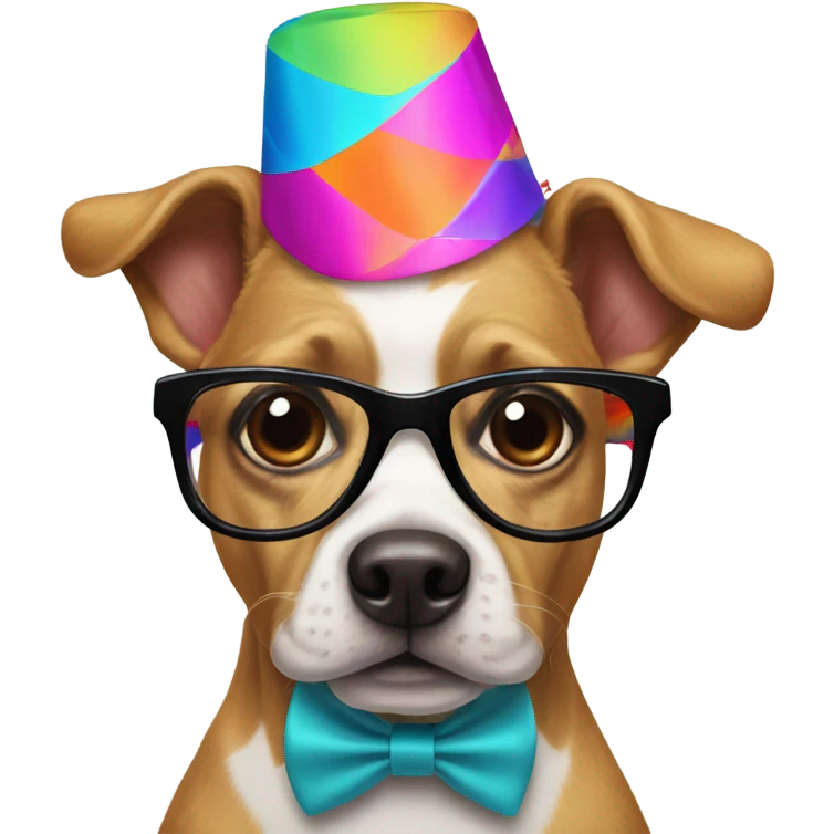 A dog with funny stuff on emoji