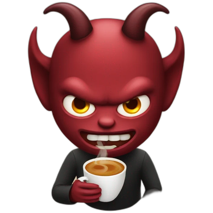 Devil with cup of coffee emoji