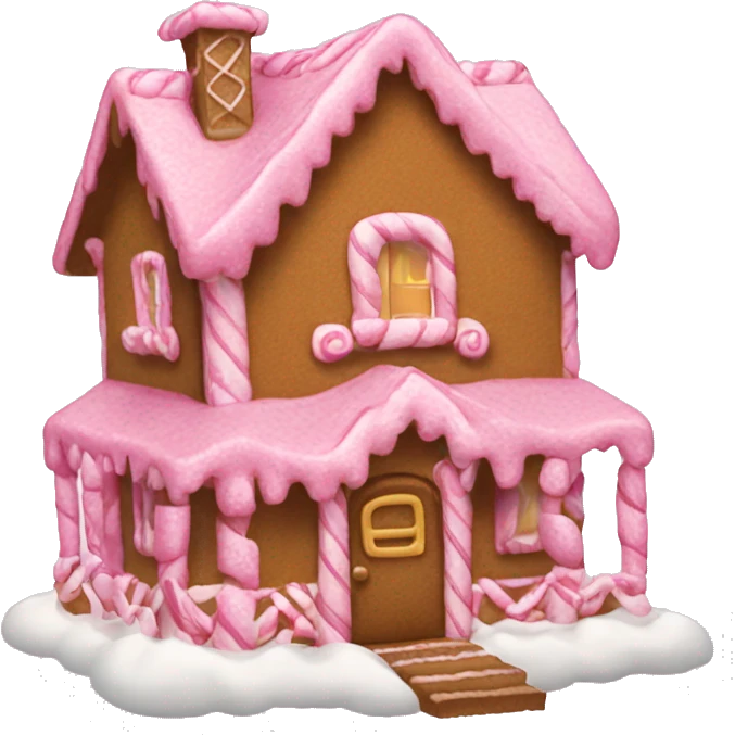 A pink gingerbread house emoji
