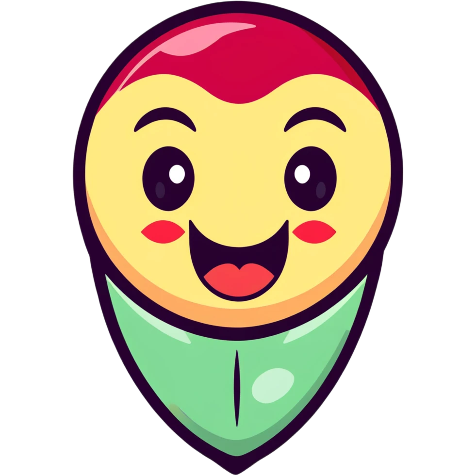 mind-blown face with a shiny ruby above, cartoon look emoji