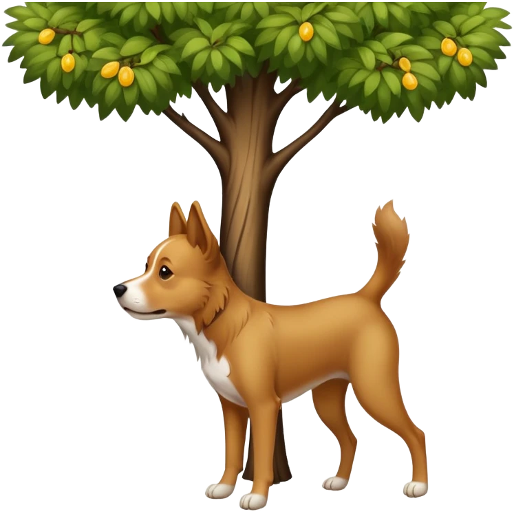 dog pee in tree with one back leg up emoji