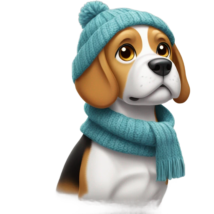 Cold Beagle in winter clothes emoji