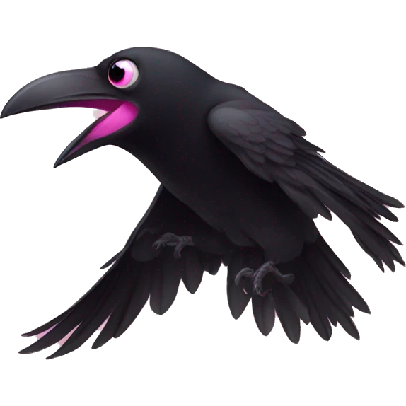 crow withpink eyes flying to the camera emoji