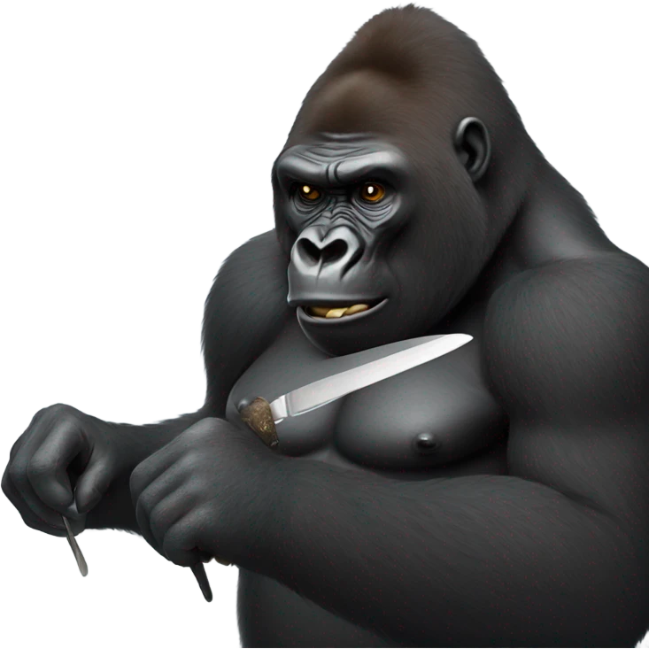 Gorilla holding a knife emoji