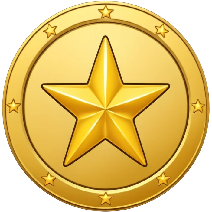 Gold star coin emoji in a circle emoji