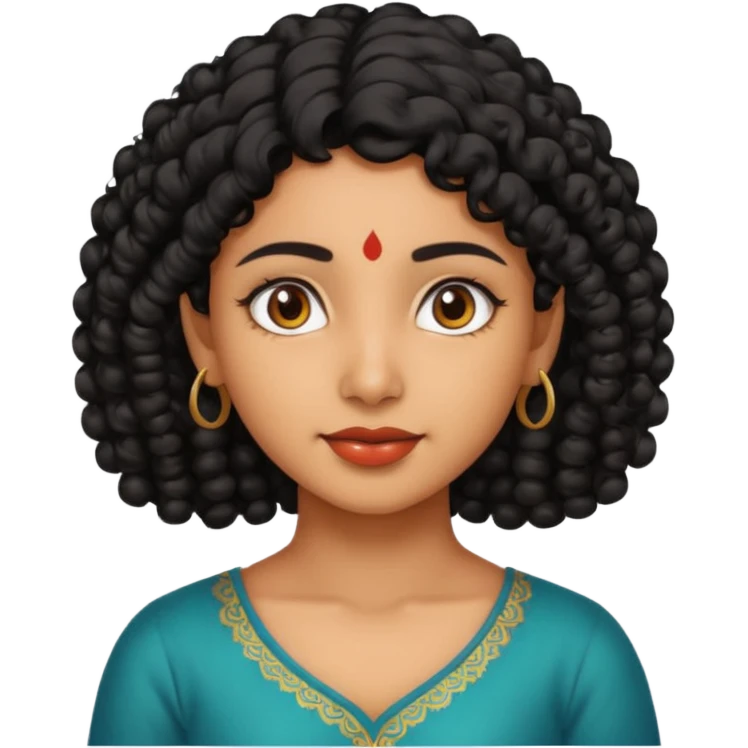 Indian fat girl south Indian curly short black hair tan darker skin emoji