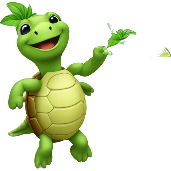 dancing turtle drinking mojito emoji