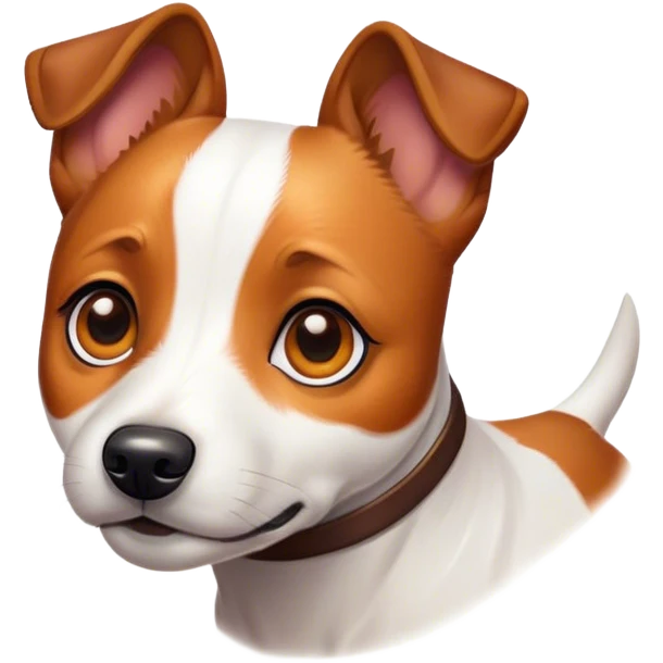 Cinematic Noble Jack Russell Terrier Portrait Emoji, Poised and spirited, with a compact, agile build in rich, warm tones, bright, alert eyes, perky ears, and a determined, lively expression, Simplified yet sharp and sophisticated features, highly detailed, glowing with a warm, natural luminescence, high shine, intelligent and resilient, stylized with an air of energetic authority, focused and alert, soft glowing outline, capturing the essence of a watchful and confident Jack Russell Terrier that appears ready to bound out of the screen with effortless energy! emoji