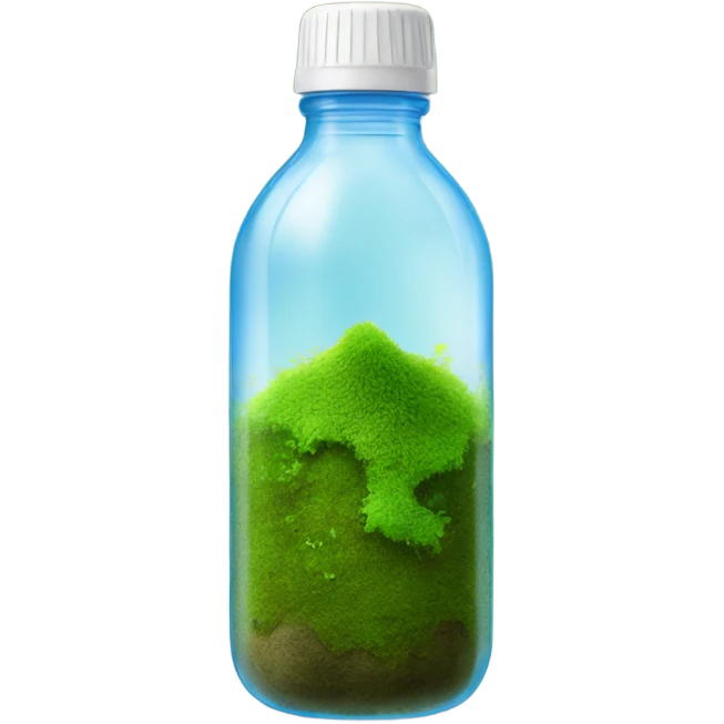A water bottle with moss growing on it emoji