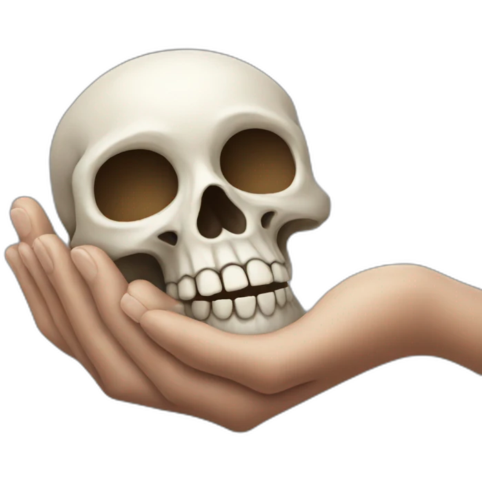 hand holding skull emoji