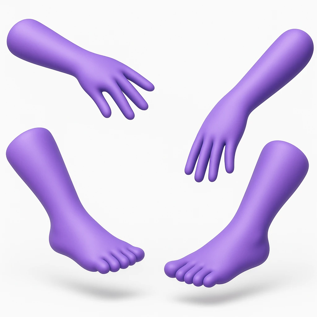 Convert to 3D emoji style, with all four purple limbs directed outward, dynamic pose emoji