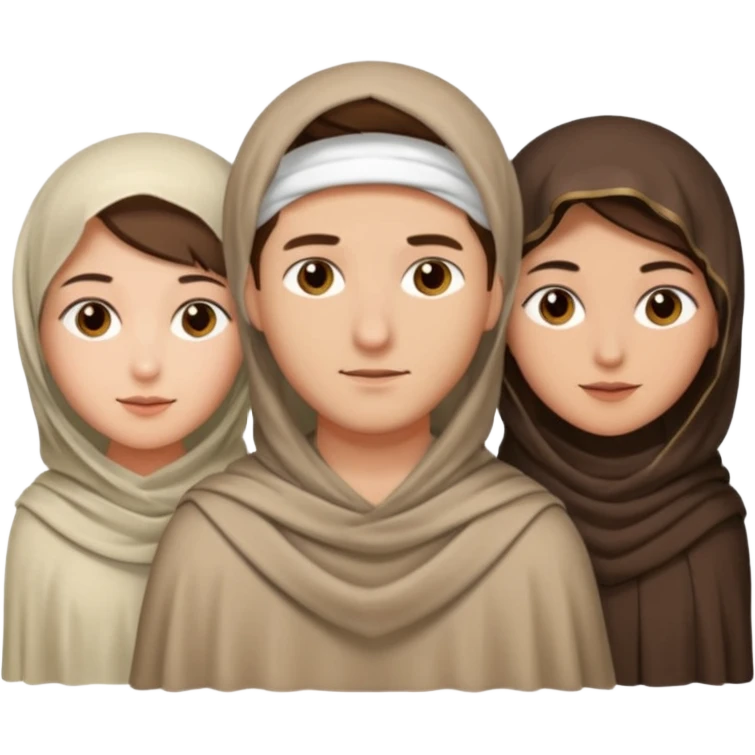 1 man with short hair and 3 veiled women emoji