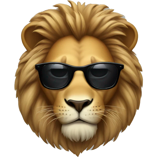lion wearing black framed sunglasses emoji