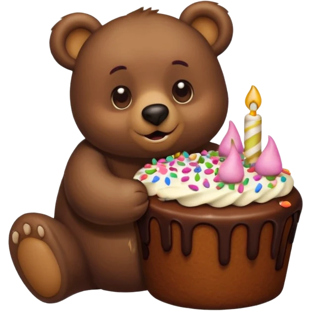 Bear eating cake emoji