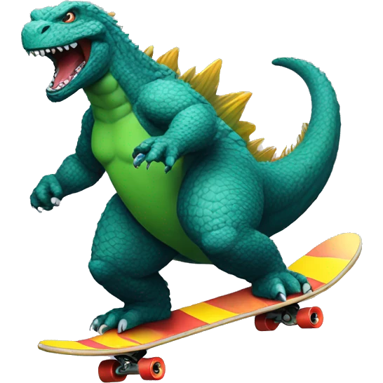 Godzilla on a skateboard  emoji