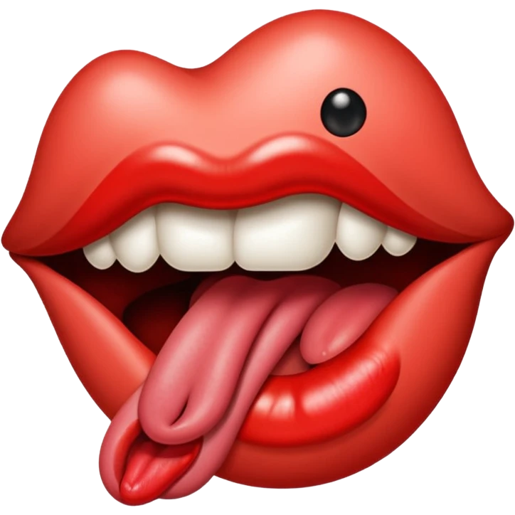a mouth with its tongue sticking out, referencing the Rolling Stones album emoji