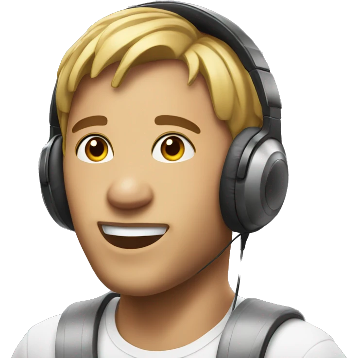 Realistic face with  gaming headphones  emoji