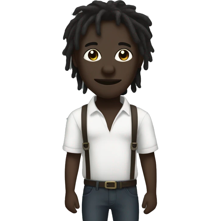 Dark Skin boy with dreadlocks and mask emoji